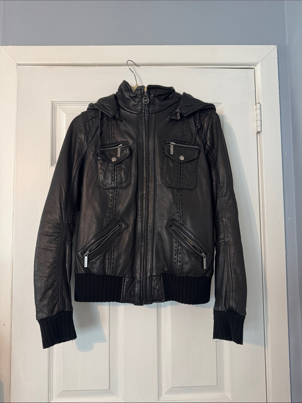 Michael Kors Black Motto Leather Jacket